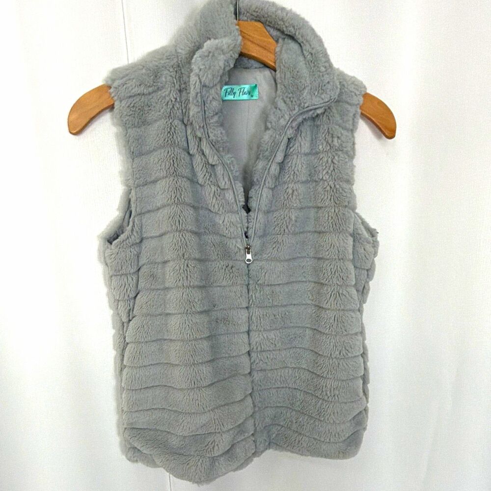 Filly Flair Gray Full Zip Sleeveless Vest Women’s Regular Fit Size M